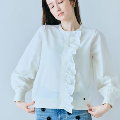 ＜Rose Tiara (Women/大きいサイズ)＞フリル付きボタン開きカーディガン（８３１３１６０１）