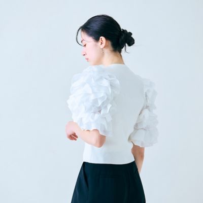 【大人百花掲載】タックフリル袖ニットプルオーバー（８３１３２５０４）