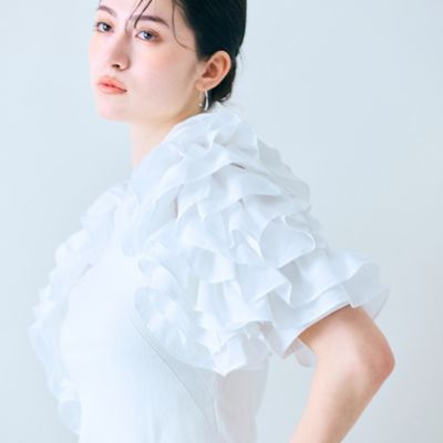 【大人百花掲載】タックフリル袖ニットプルオーバー（８３１３２５０４）