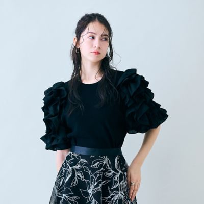 【大人百花掲載】タックフリル袖ニットプルオーバー（８３１３２５０４）