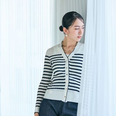 Rose Tiara (Women/大きいサイズ)/ローズティアラ(大きいサイズ) マリンボーダーカーディガン(83132507)