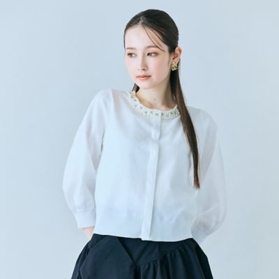 ローズティアラ42  新品　パールカーディガン 新品タグ 未使用 美品 大きいサイズ42 ローズティアラ カーディガン