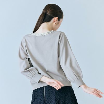 襟ぐりパールビジュー付きカーディガン（83132607） | Rose