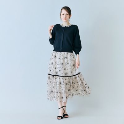 襟ぐりパールビジュー付きカーディガン（83132607） | Rose