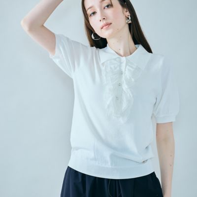 ＜Rose Tiara (Women/大きいサイズ)＞フリル付きポロニット（８３１３４５０１）