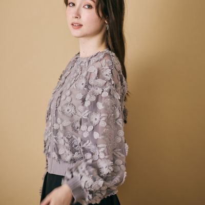 ＜Rose Tiara (Women/大きいサイズ)＞チュールレースカーディガン（８３１３５５０２）