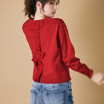 カシミアシルクドゥロワー バックリボンニット赤 3 バックリボンニットプルオーバー（83135503） | Rose Tiara
