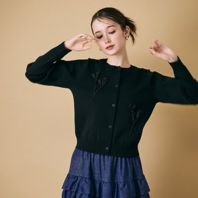 新品　タグつき　ローズティアラ　フラワー　刺繍　カーディガン　46 フラワー刺繍ニットカーディガン | ローズティアラ(Rose Tiara