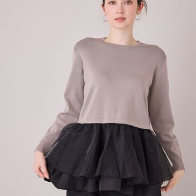 裾シアーペプラムニットプルオーバー（83135606） | Rose