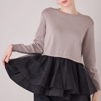 裾シアーペプラムニットプルオーバー（83135606） | Rose