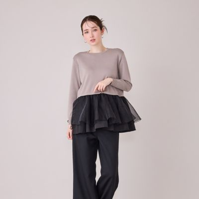 裾シアーペプラムニットプルオーバー（83135606） | Rose