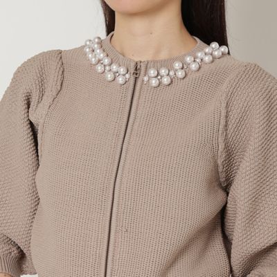 パール付きジップアップカーディガン（８３１３６４０３）