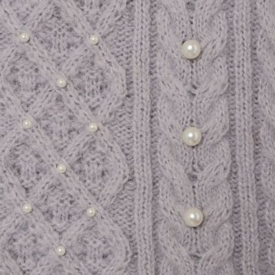 美品 大きいサイズ ローズティアラ パール ふんわりニット チュール＆パールニットプルオーバー（83136410） | Rose