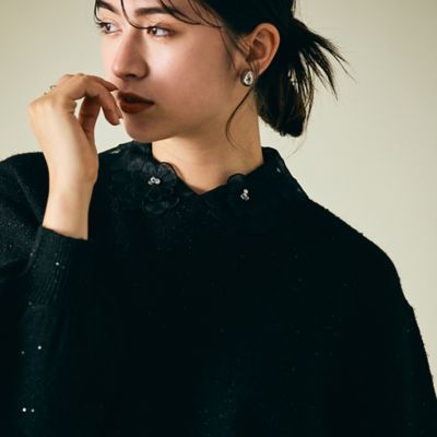 ブラック系 Rose Tiara (Women/大きいサイズ)のニット・セーター