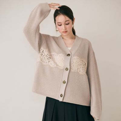 Rose Tiara (Women/大きいサイズ)/ローズティアラ(大きいサイズ) シアーレースカーディガン(83136501) ベージュ トップス【三越伊勢丹/公式】