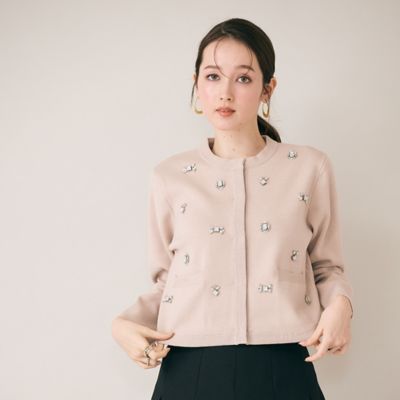 ＜Rose Tiara (Women/大きいサイズ)＞ビジュー付きカーディガン（８３１３６５０３）