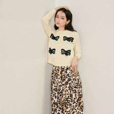 ＜Rose Tiara (Women/大きいサイズ)＞フラットリボンモチーフ付きカーディガン（８３１３６５０４）