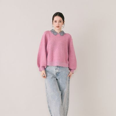 フラワーモチーフ襟付きニット（83136508） | Rose Tiara