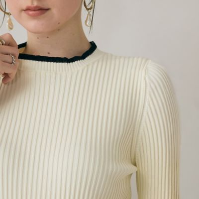 バイカラーラインリブニット（83136514） | Rose Tiara (Women