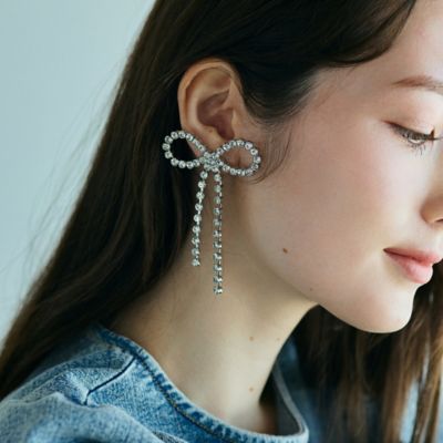 クリスタルリボンイヤリング（83142610） | Rose Tiara (Women