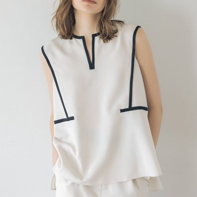 ＜EUCLAID (Women)＞【追加生産】リネンライクノースリーブブラウス（８８０３２３１０Ａ）