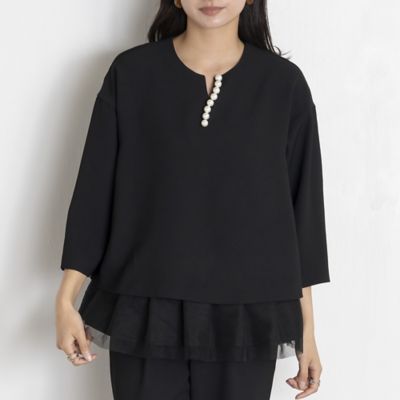 ＜EUCLAID (Women)＞ダブルクロスチュールレイヤードブラウス（８８０３２４０２）