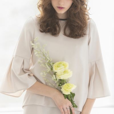 ＜EUCLAID (Women)＞リネンライクフレアスリーブブラウス（８８０３２４０５）