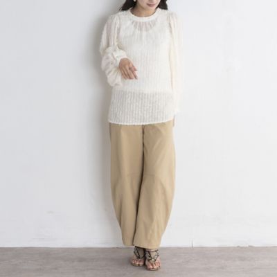 NOBLE シアーボリュームスリーブブラウス ホワイト A フリー NOBLE シアーボリュームスリーブブラウス ホワイト A フリー NOBLE