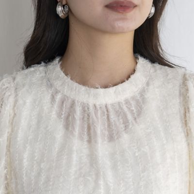 NOBLE シアーボリュームスリーブブラウス ホワイト A フリー NOBLE シアーボリュームスリーブブラウス ホワイト A フリー Noble