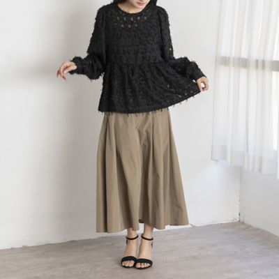エストネーション レースジャガードボリュームスリーブブラウス M相当 極美品 シアージャカードボリュームスリーブブラウス（88032443