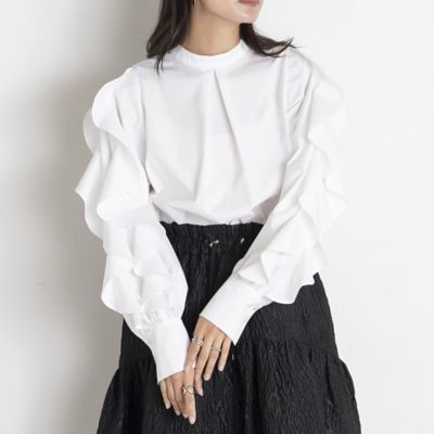 ＜EUCLAID (Women)＞【雑誌掲載】フリルスリーブブラウス（８８０３２４５１）