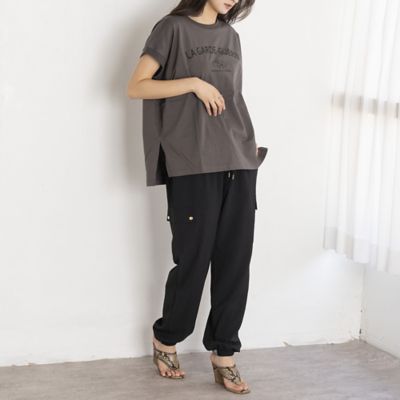 【ｈｅｒ　ＥＵＣＬＡＩＤ】フレンチスリーブロゴＴシャツ（８８１２３４７１）