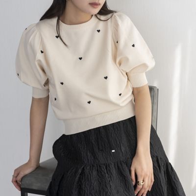 ＜EUCLAID (Women)＞【ｈｅｒ　ＥＵＣＬＡＩＤ】ハート柄ボリュームスリーブニット（８８１３２４４７）