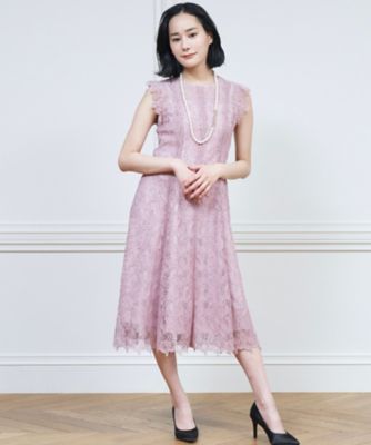 ANAYI（アナイ） リーフボーダーレース フレアワンピース　34サイズ ANAYI リーフボーダーレースフレアワンピース