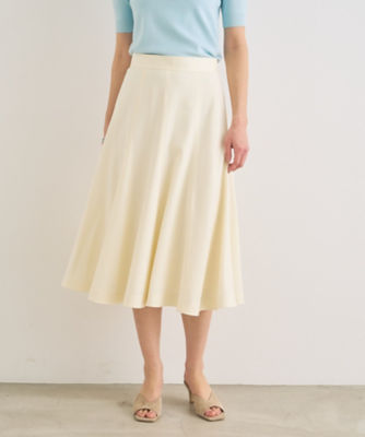 【SALE】ウールサテンフレアスカート 02オフホワイト ひざ丈スカート