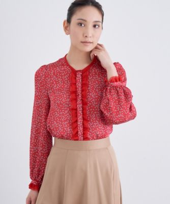 スターモチーフプリントフリル ブラウス（１０２２１７１３０６０） の