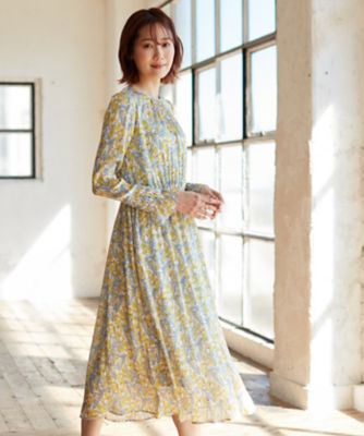 シルエットミニフラワープリントフレア ワンピース