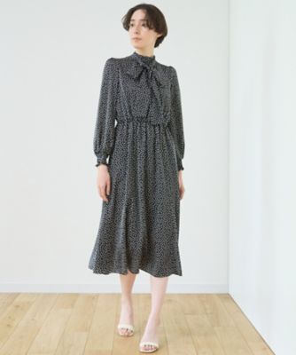 サテンドットプリントタイワンピース