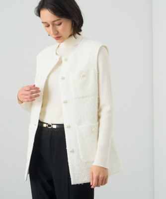 カラミウールツイードポケットジレ（１０２２２７１０４１０）