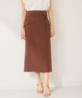 最も優遇 アナイ リネン調オックスハイウエストスカート ひざ丈