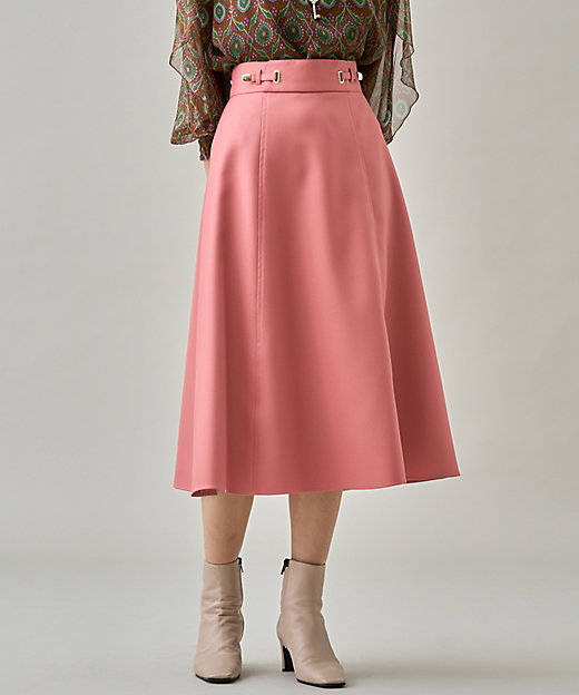 【SALE】ブライトツイルベルトモチーフスカート 41ピンク ひざ丈スカート