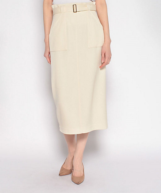 【SALE】ウールカルゼアウトポケットスカート 05ホワイト1 ロングスカート