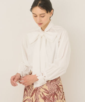 【185】美品　アナイ　【雑誌掲載】コットンサテン刺繍襟ブラウス