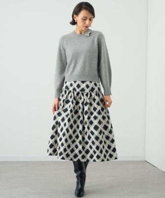 チェックジャガードローギャザー スカート（１０２３１７１１１２０