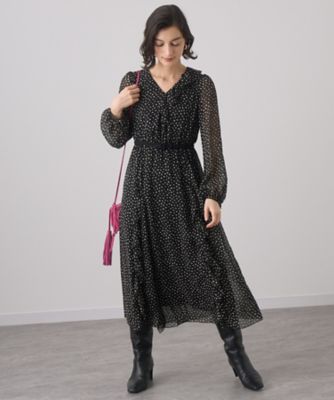 ANAYI ランダムドット フリルワンピース 36 アナグラムドットプリントフリル ワンピース | ANAYI/アナイ