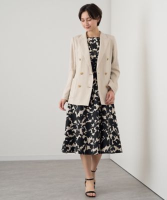 リネンライクフラワープリント切り替えワンピース