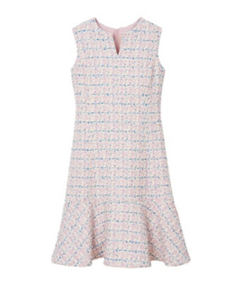 ピンクミックスツイード裾フレア ワンピース（１０２３１７１４４７０