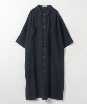 GALERIE VIEフレンチリネン シャツワンピース ネイビー フレンチリネン シャツワンピース | GALERIE VIE (Women
