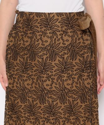 美品 HOUSE OF LOTUS リネンエンブロイダリーラップスカート 近年 リネンエンブロイダリーラップスカート（30222011080