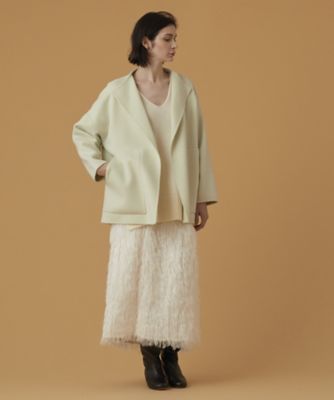 【美品】United Arrows ウールリバー　ショートコート　オフ白 プレミアムウールリバー オープンカラーショートコート